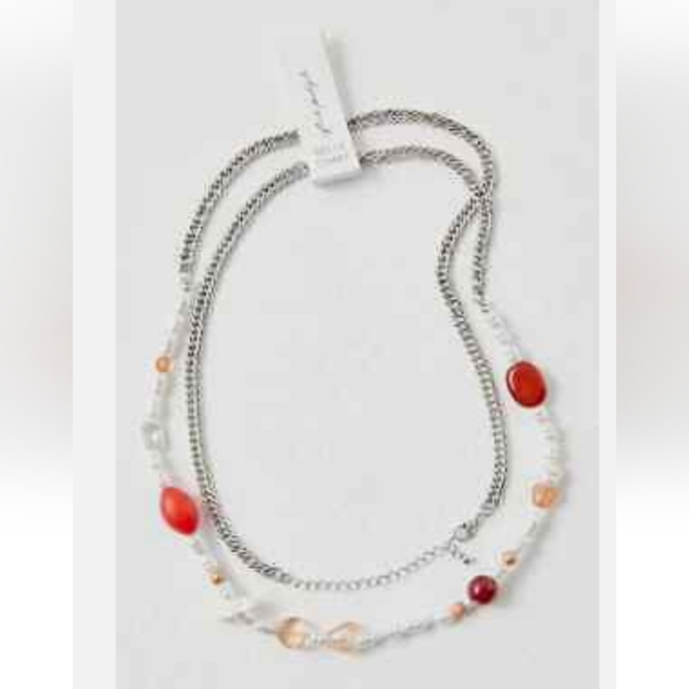 Free People RARE Oyster Pearl Red Beaded Belly Chain NWT